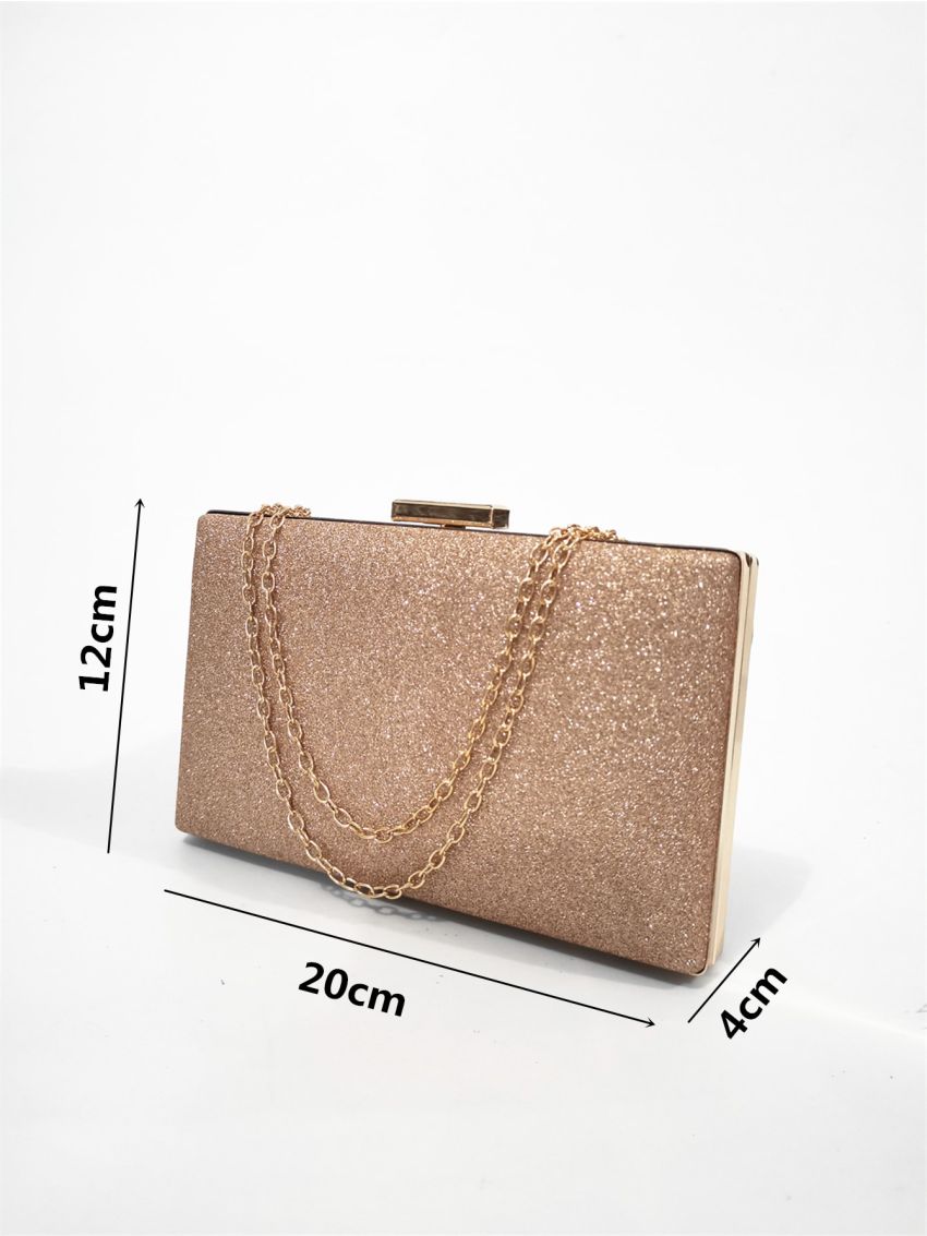Mini Glitter Decor Clip Top Chain Box Bag