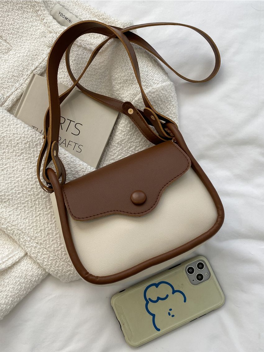 Mini Two Tone Snap Button Snap Button Saddle Bag
