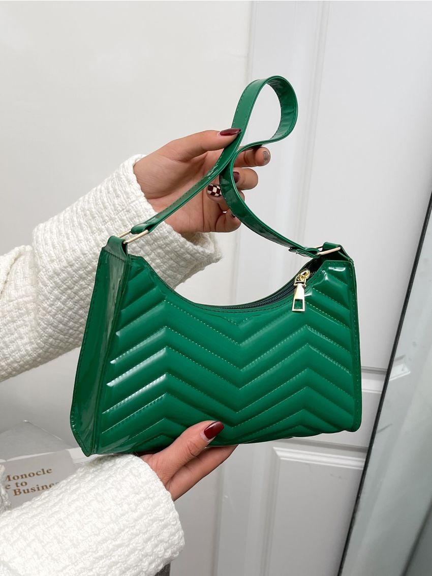 Minimalist Chevron Baguette Bag