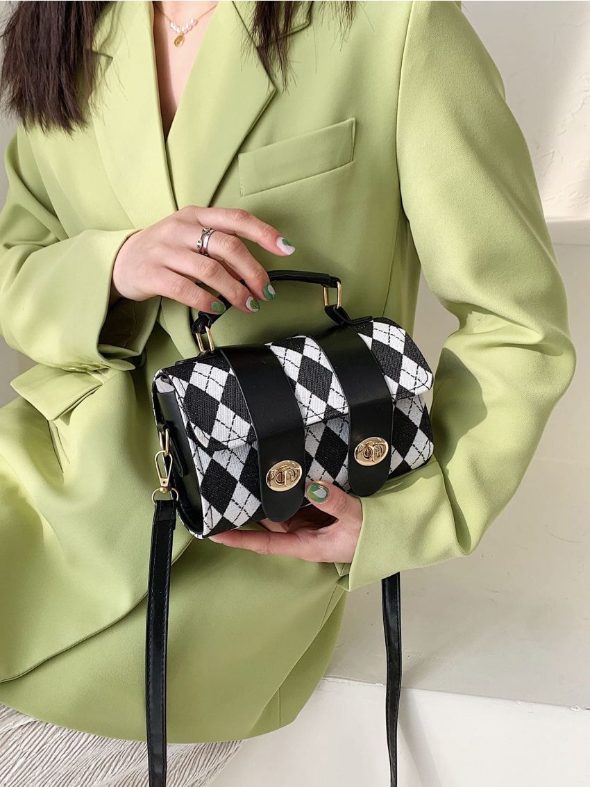 Geometric Graphic Flap Square Bag