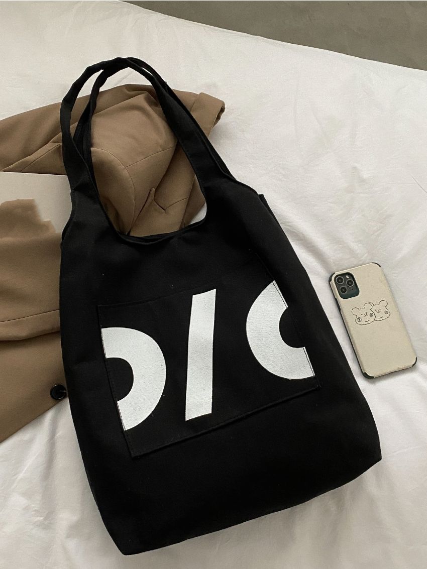 Graphic Canvas Shopper Bag