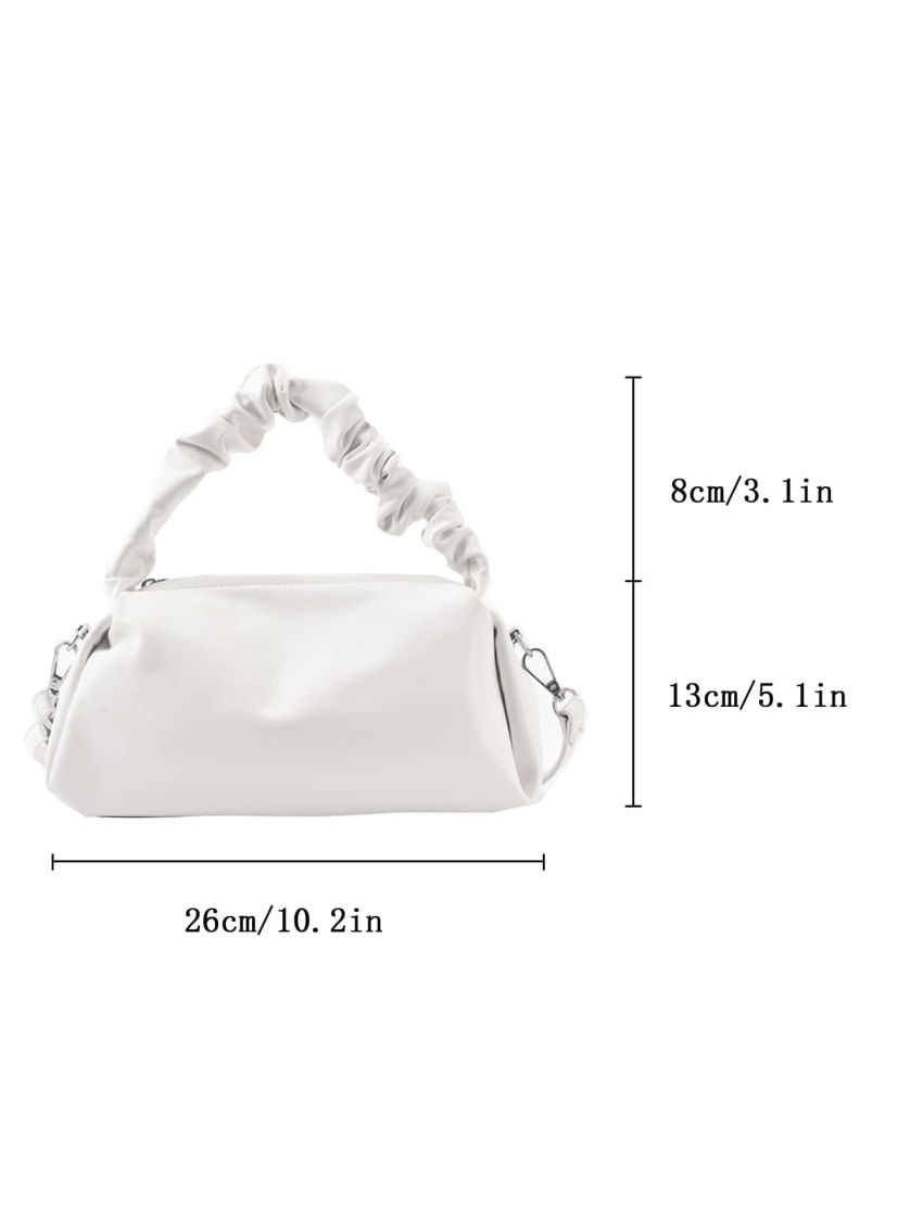 Minimalist Zipper Ruched Strap Bucket Bag