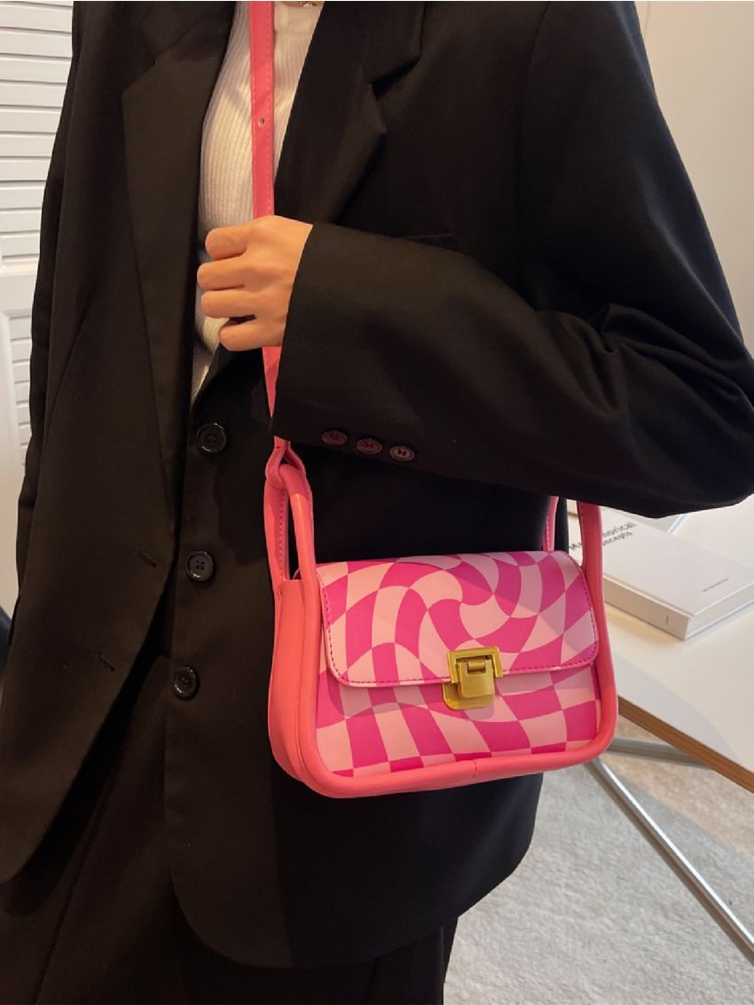 Geometric Graphic Colorblock Square Bag