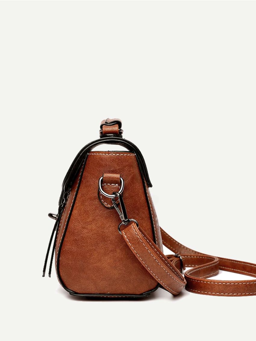 Retro Women Flap Shoulder Bag, Brown Crossbody Bag, Ladies Handbag