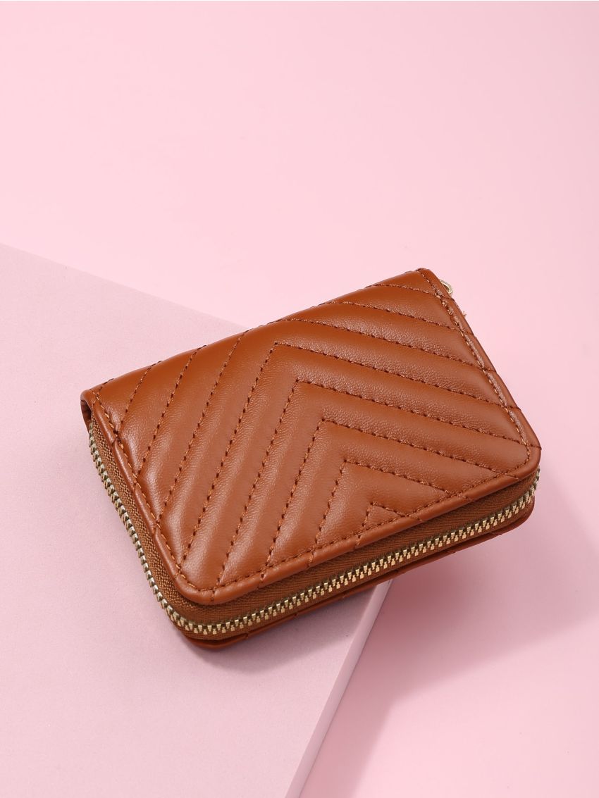 Minimalist Chevron Zip Around Card Holder