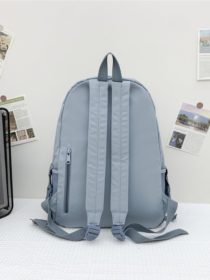 Buckle Decor Mesh Panel Waterproof Functional Backpack