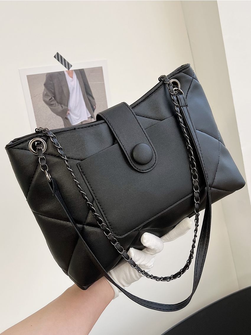 Quilted Chain Large Capacity Tote Bag