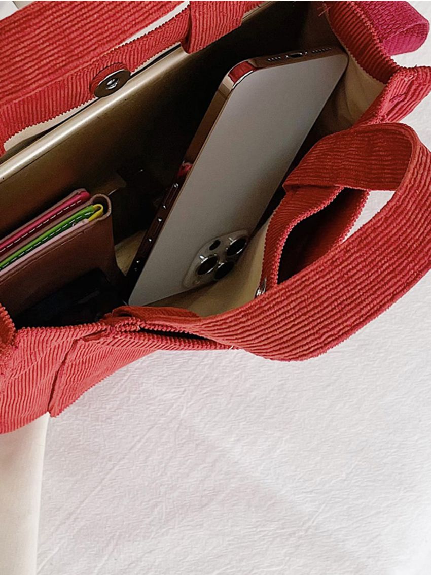 Letter Patch Top Handle Shopper Bag