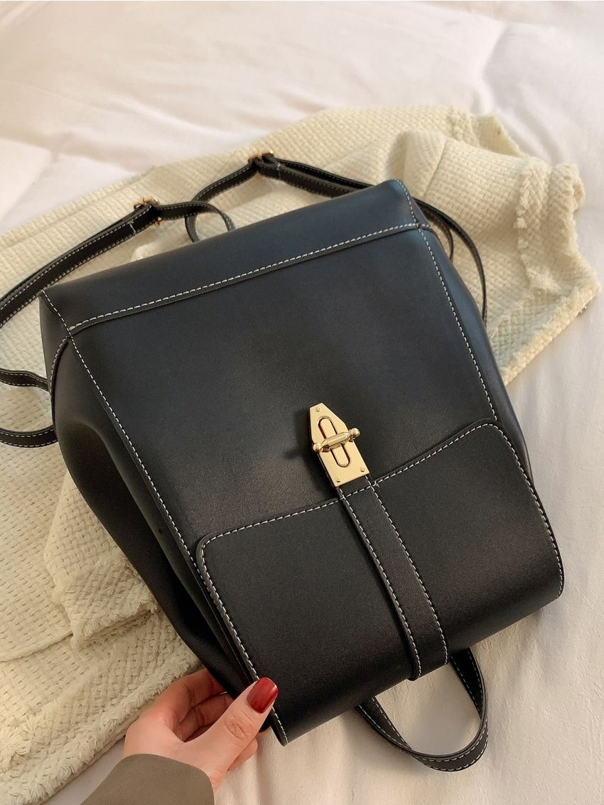 Stitch Trim Turn Lock Flap Backpack