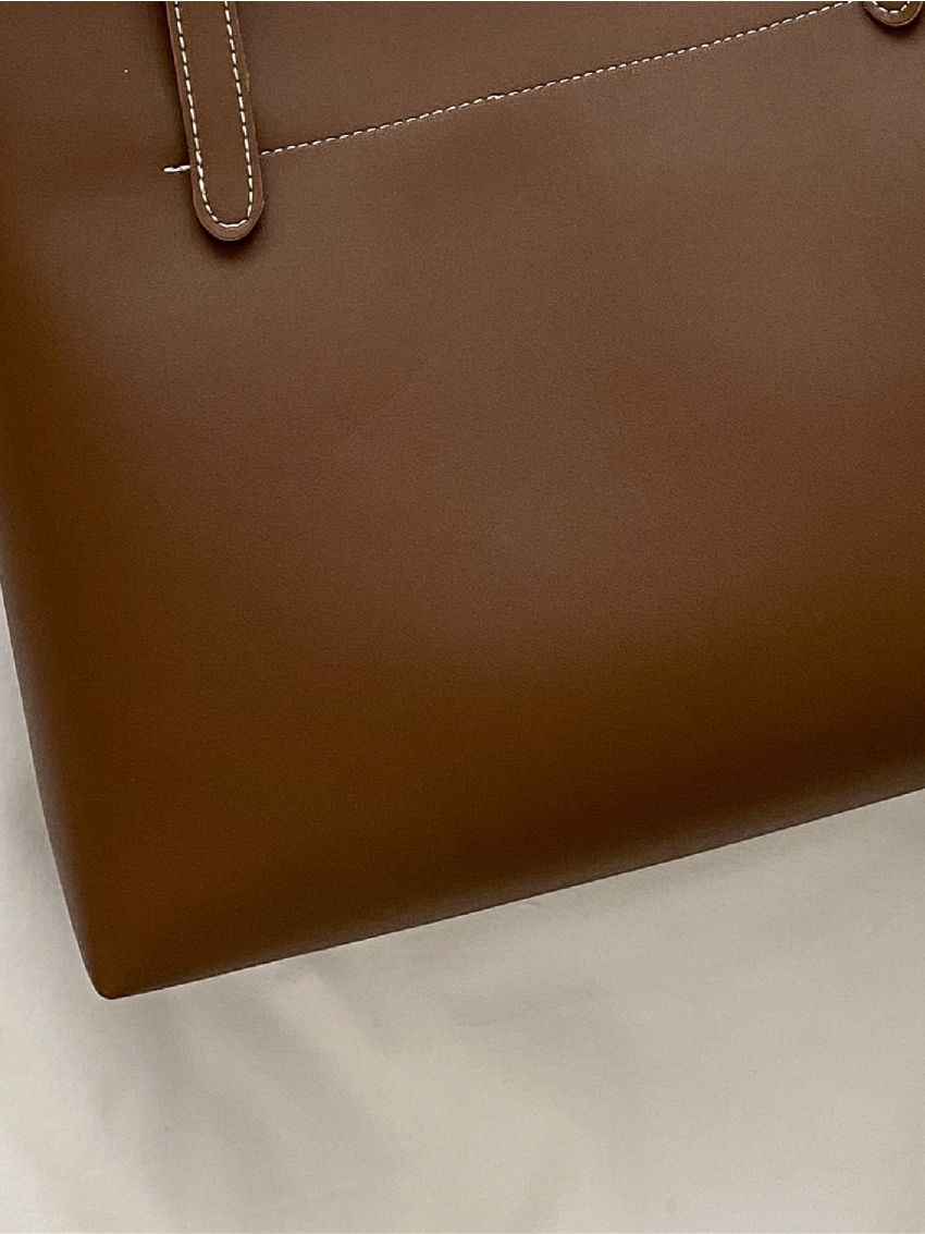 Minimalist Stitch Detail Shoulder Tote Bag