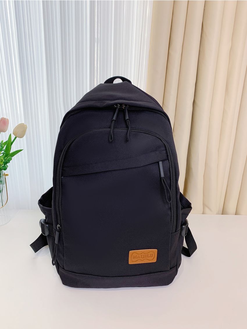 Letter Patch Decor Functional Backpack