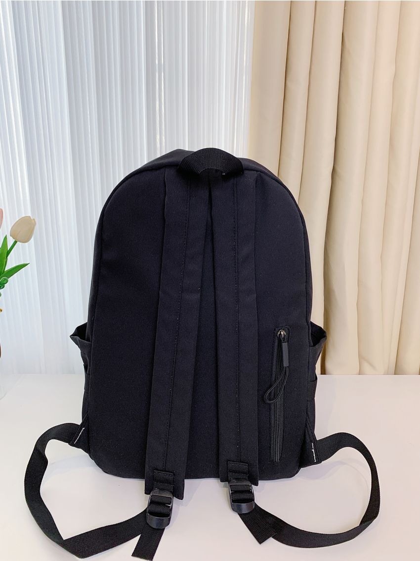 Letter Patch Decor Functional Backpack