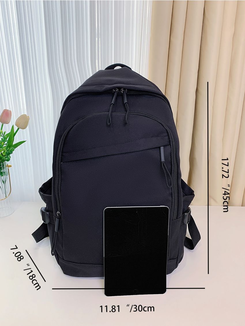 Letter Patch Decor Functional Backpack