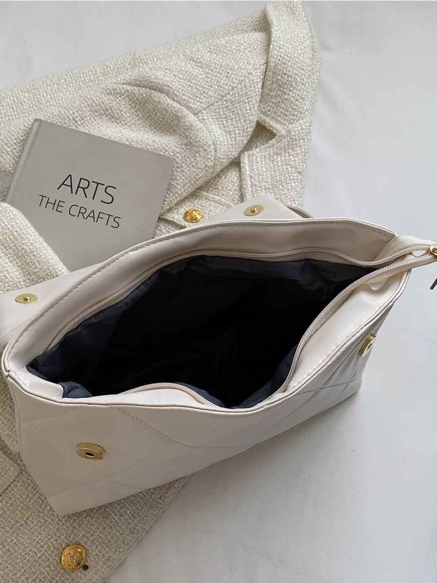 Quilted Chain Flap Square Bag