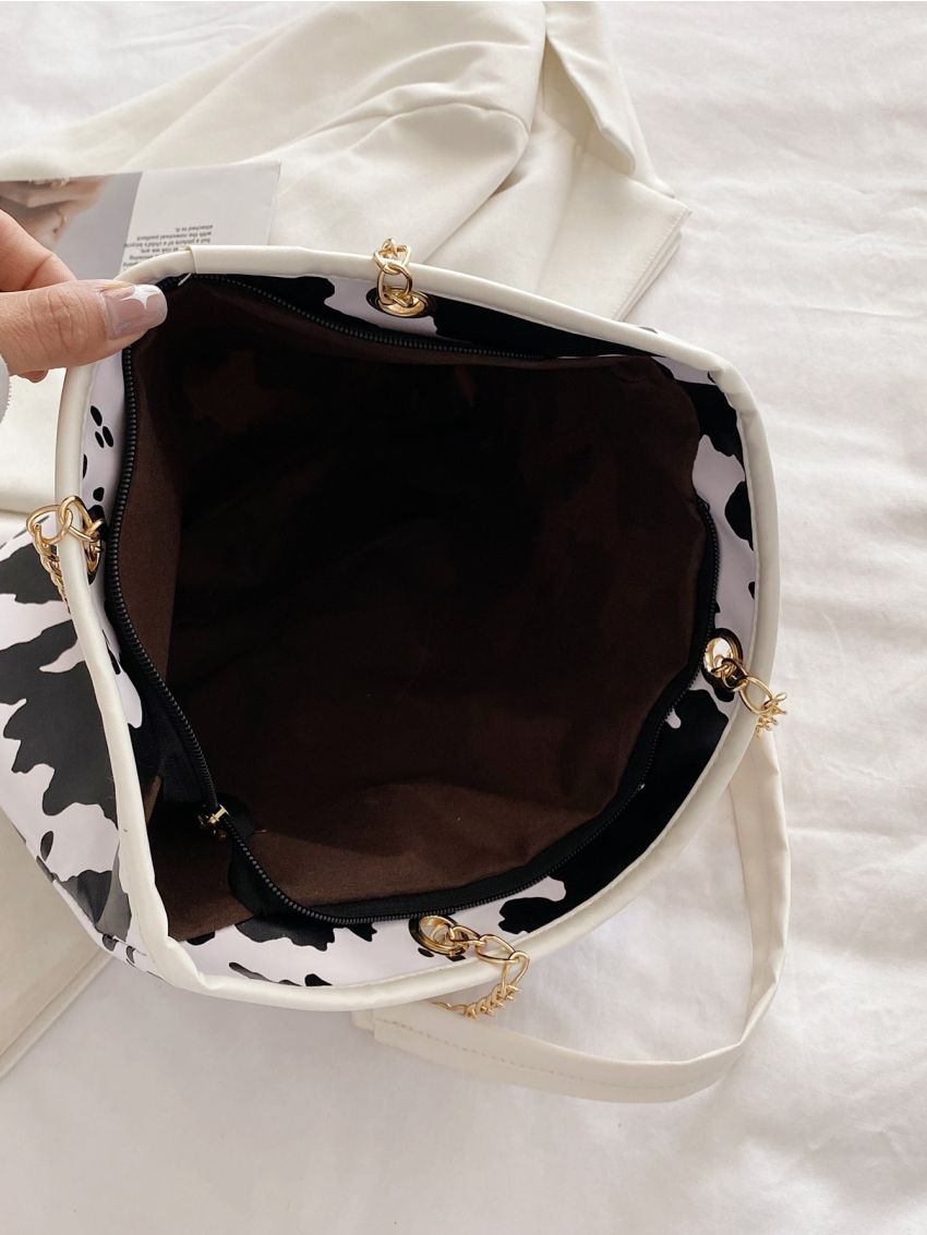 Cow Pattern Tassel Decor Tote Bag