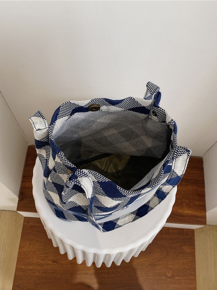 Letter Patch Colorblock Shopper Bag