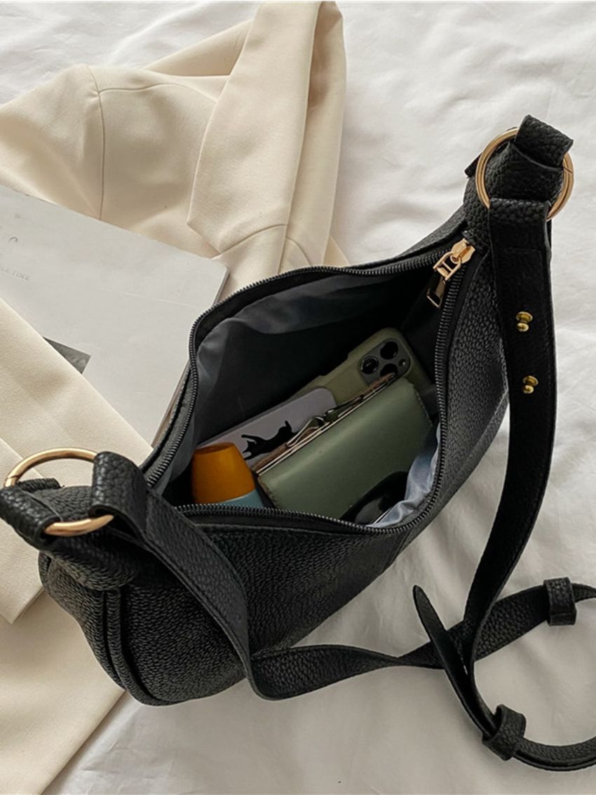 Litchi Embossed Saddle Bag