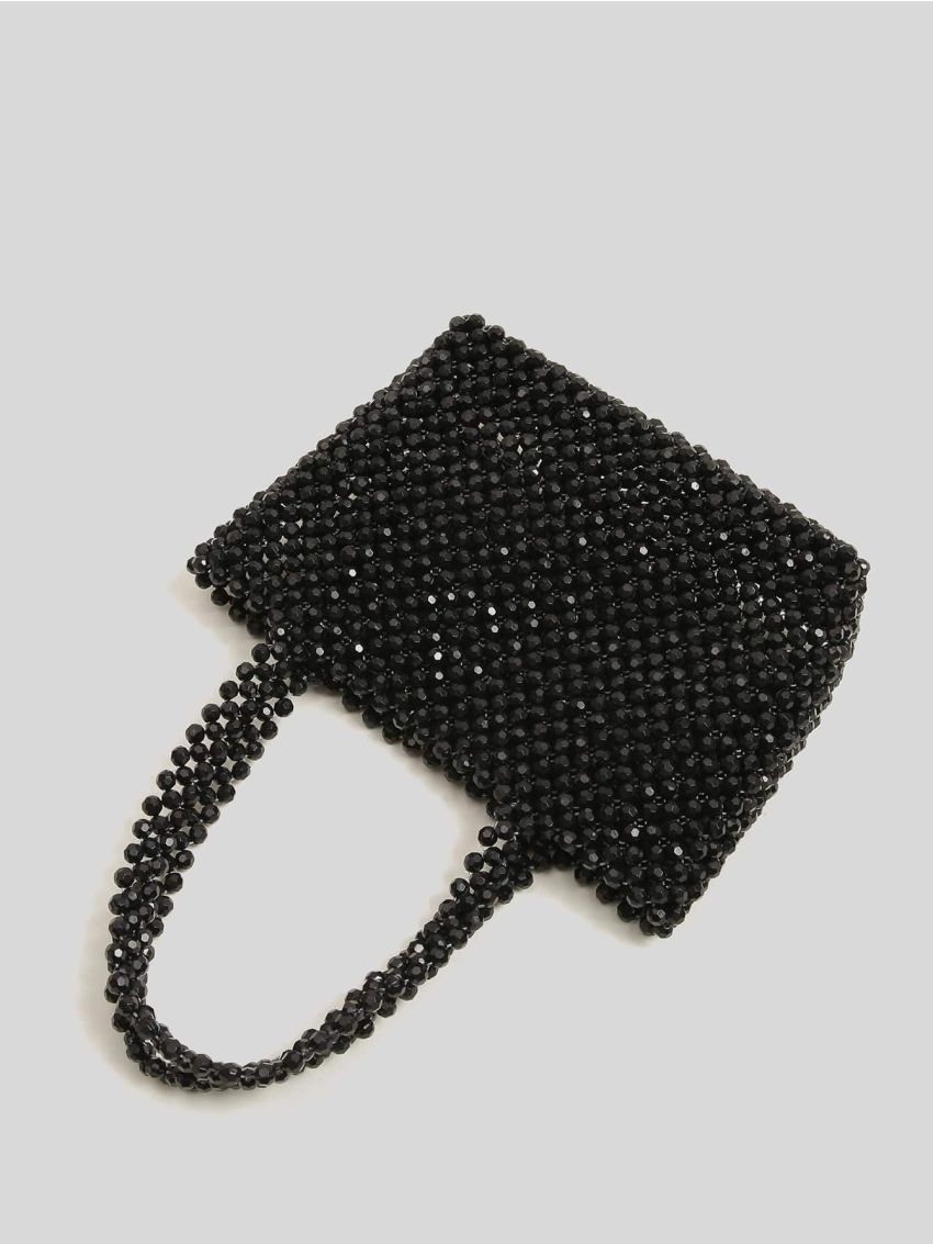 Allover Beaded Decor Bucket Bag