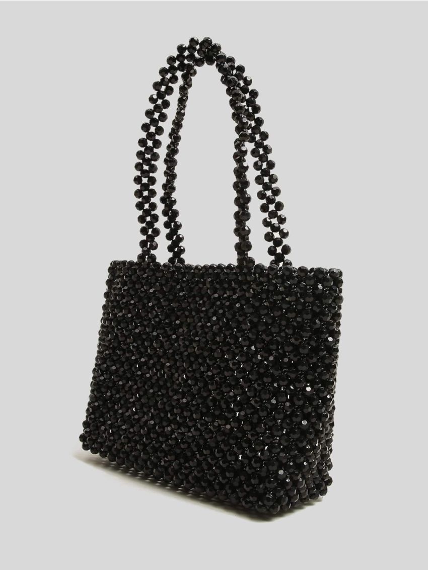 Allover Beaded Decor Bucket Bag