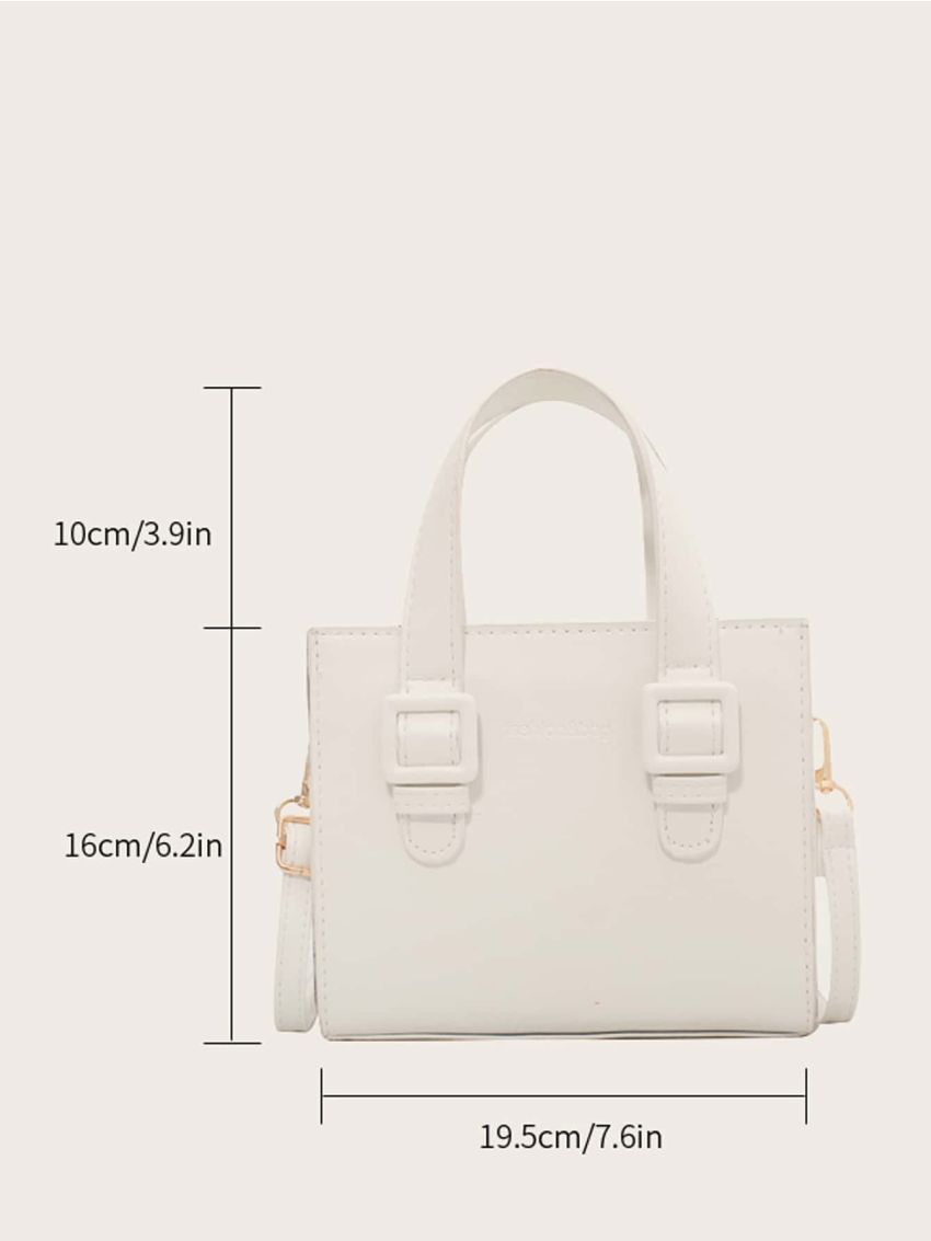 Letter Embossed Buckle Decor Square Bag