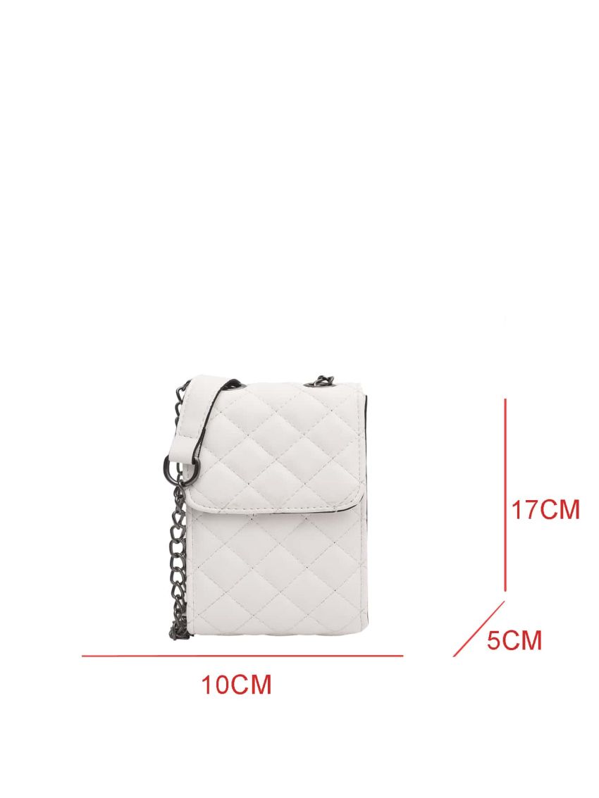 Quilted Chain Flap Square Bag