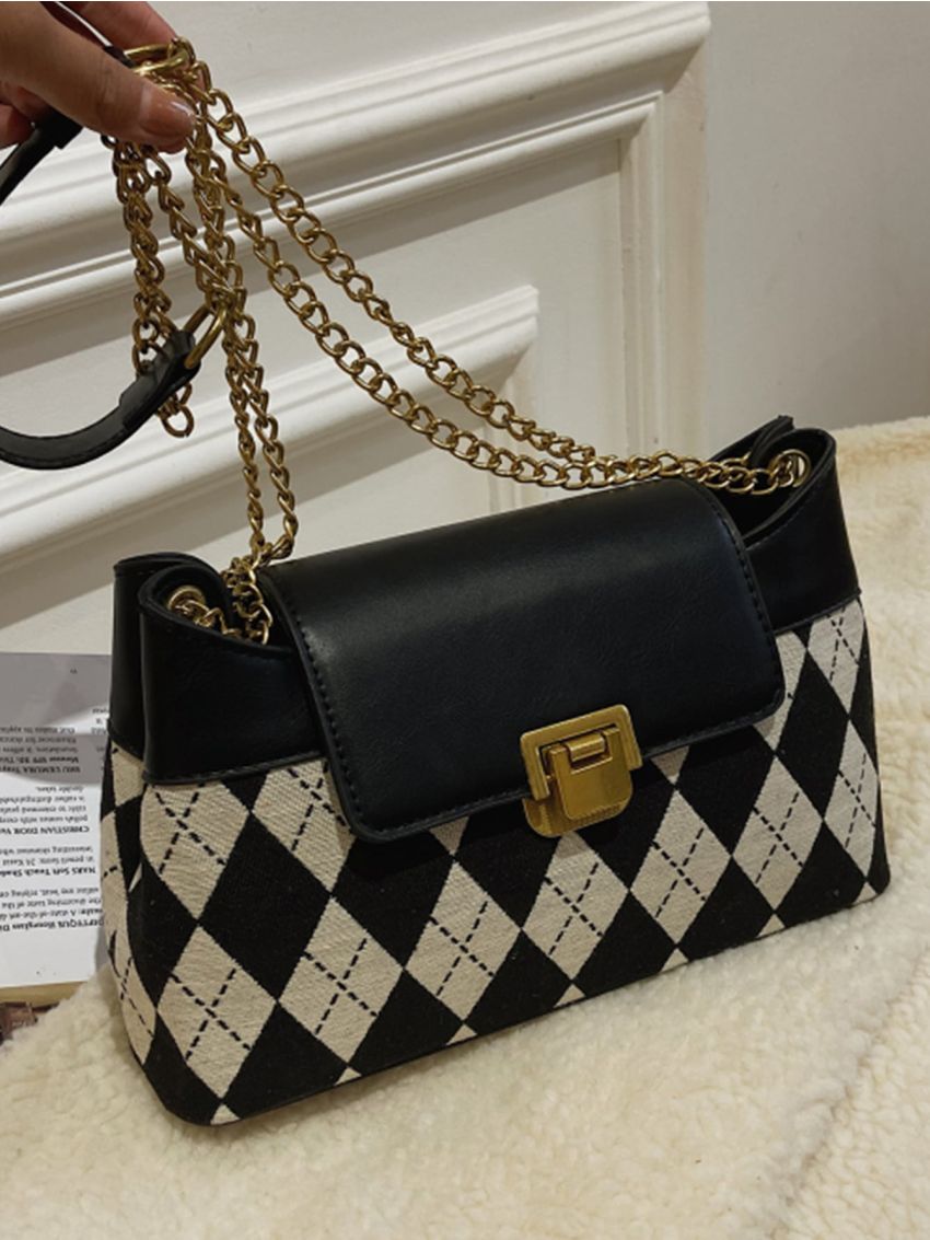 Colorblock Geo Graphic Square Bag