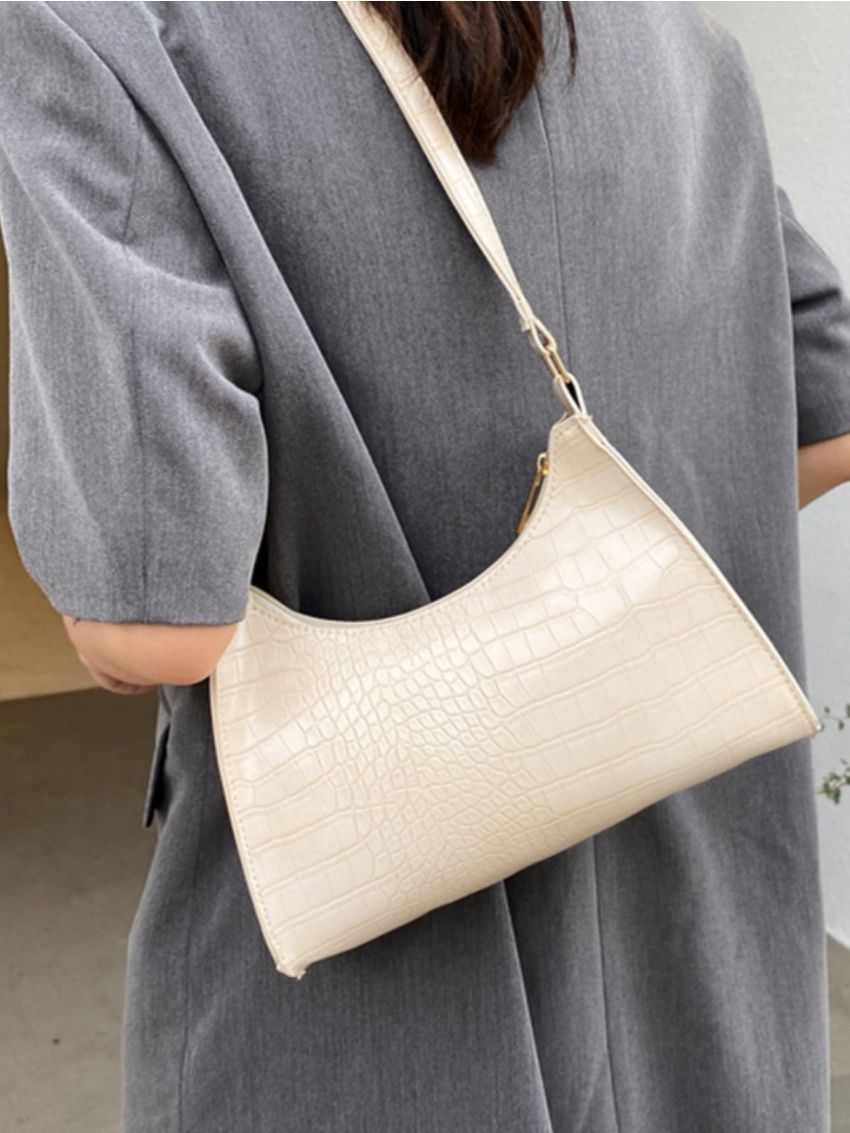 Zebra Striped Print Baguette Bag