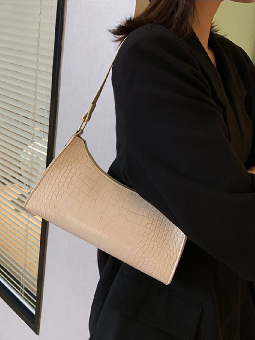 Zebra Striped Print Baguette Bag