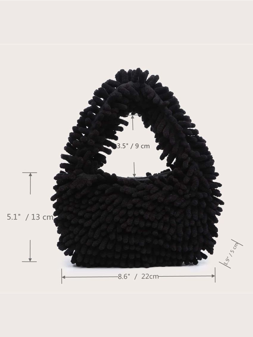 Solid Fluffy Satchel Bag
