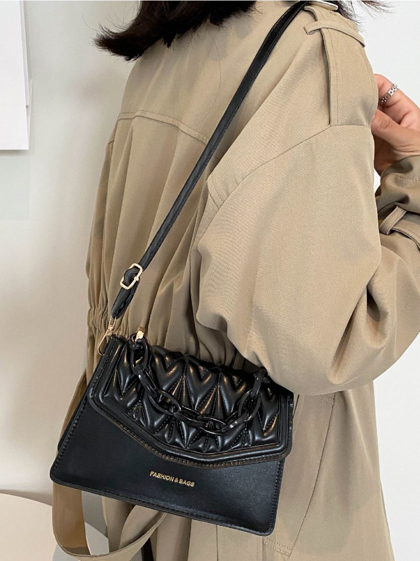 Quilted Flap Square Bag