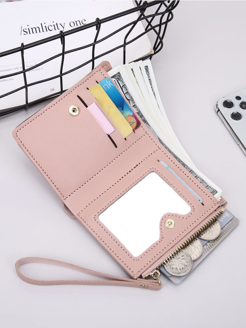 Stitch Detail Small Wallet With Detachable Card Holder