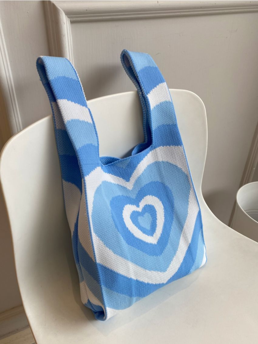 Heart Graphic Crochet Bag