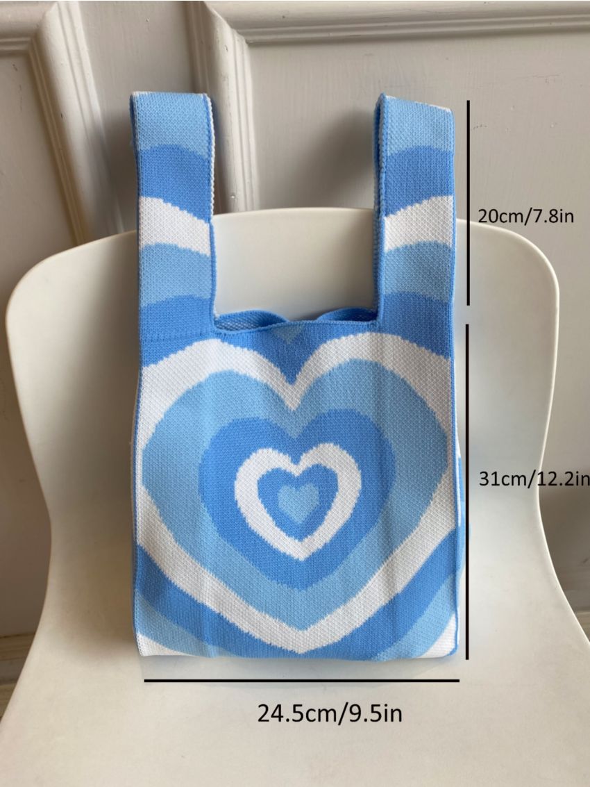 Heart Graphic Crochet Bag