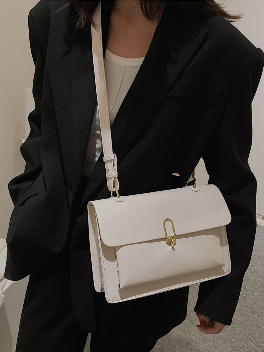 Metal Decor Flap Square Bag