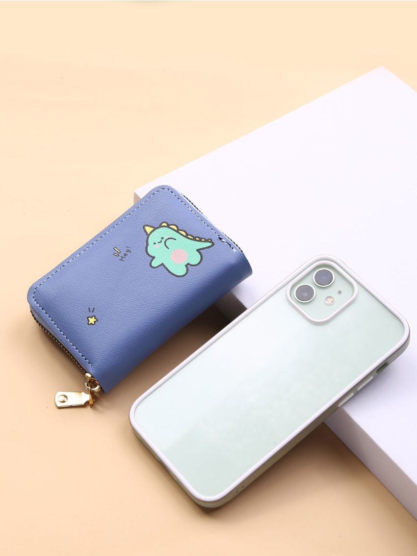 Dinosaur Graphic Zip Card Holder