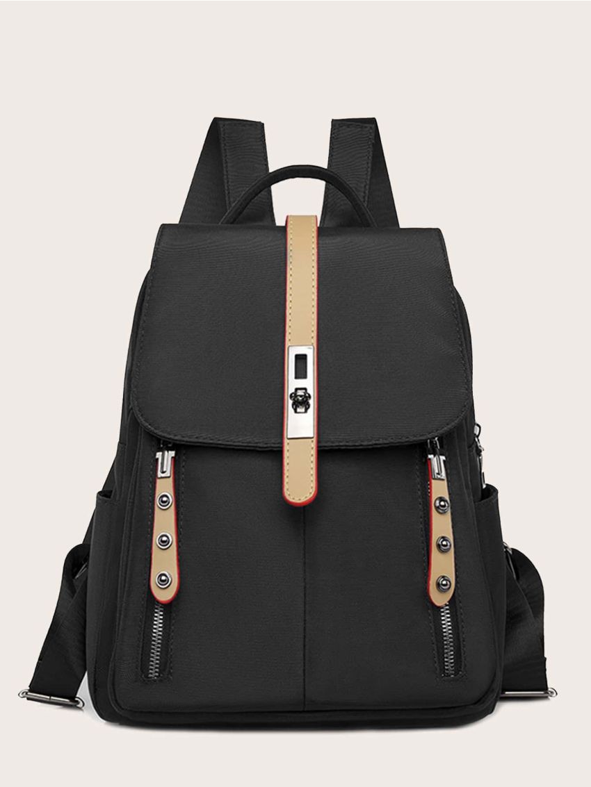 Studded Detail Flap Backpack