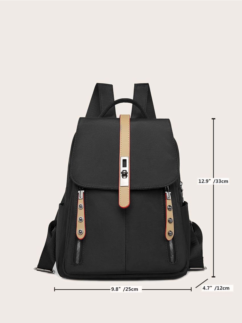 Studded Detail Flap Backpack