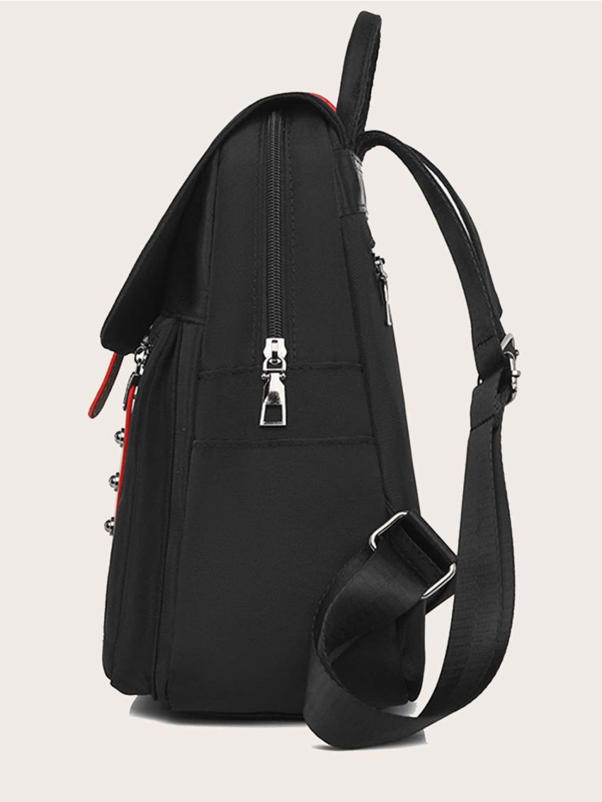 Studded Detail Flap Backpack