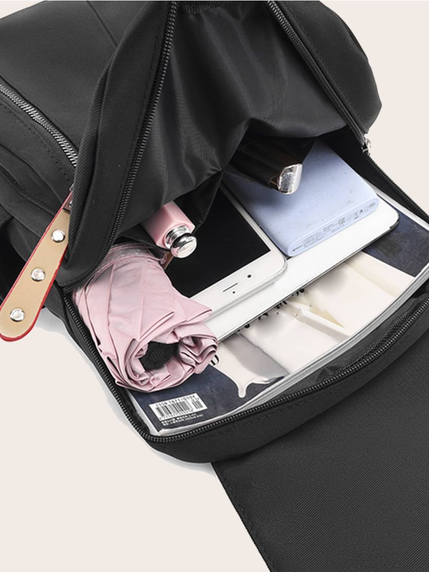 Studded Detail Flap Backpack