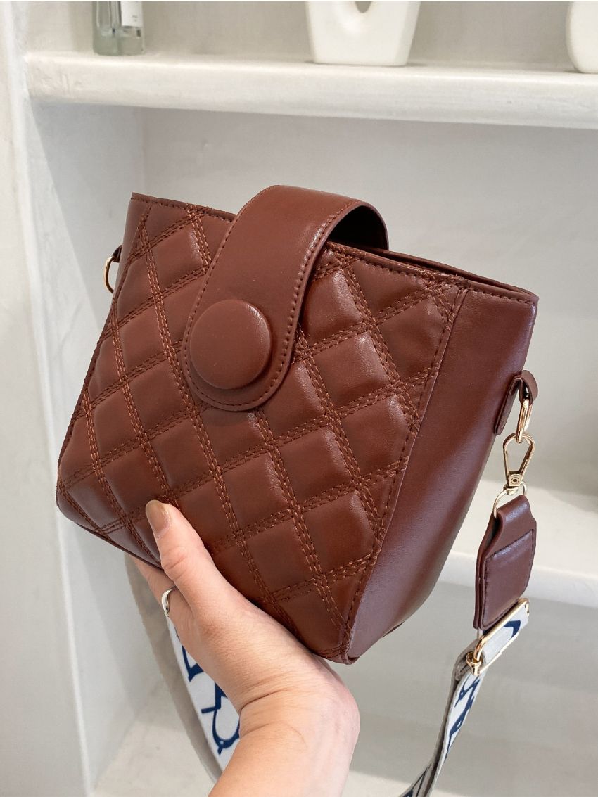 Quilted Snap Button Square Bag