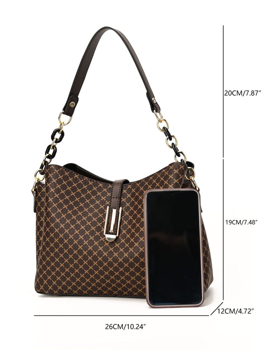 Mini Allover Graphic Snap Button Bucket Bag