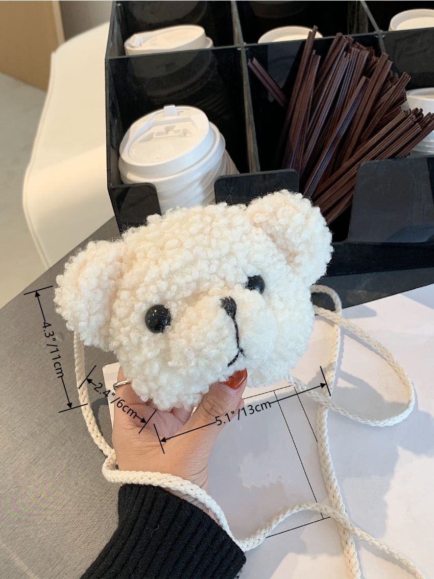 Cartoon Bear Design Fluffy Crossbody Bag