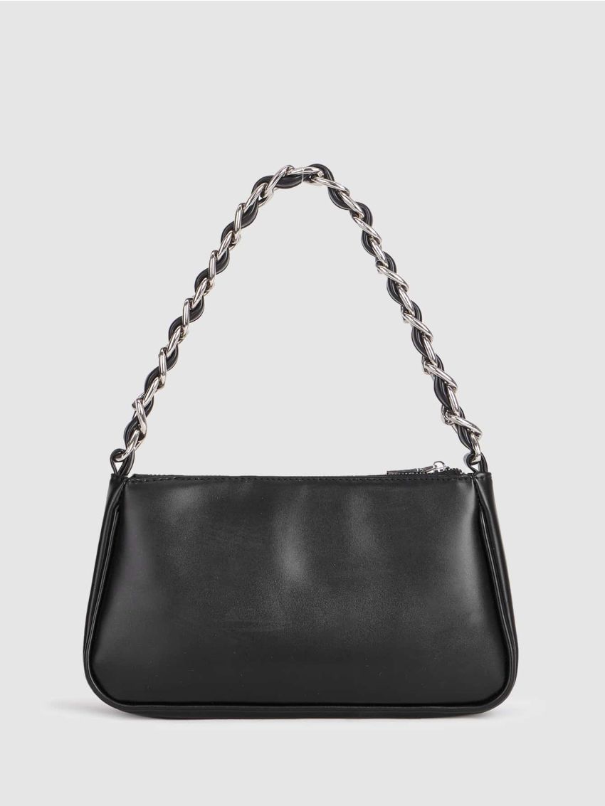 Minimalist Chain Zipper Baguette Bag