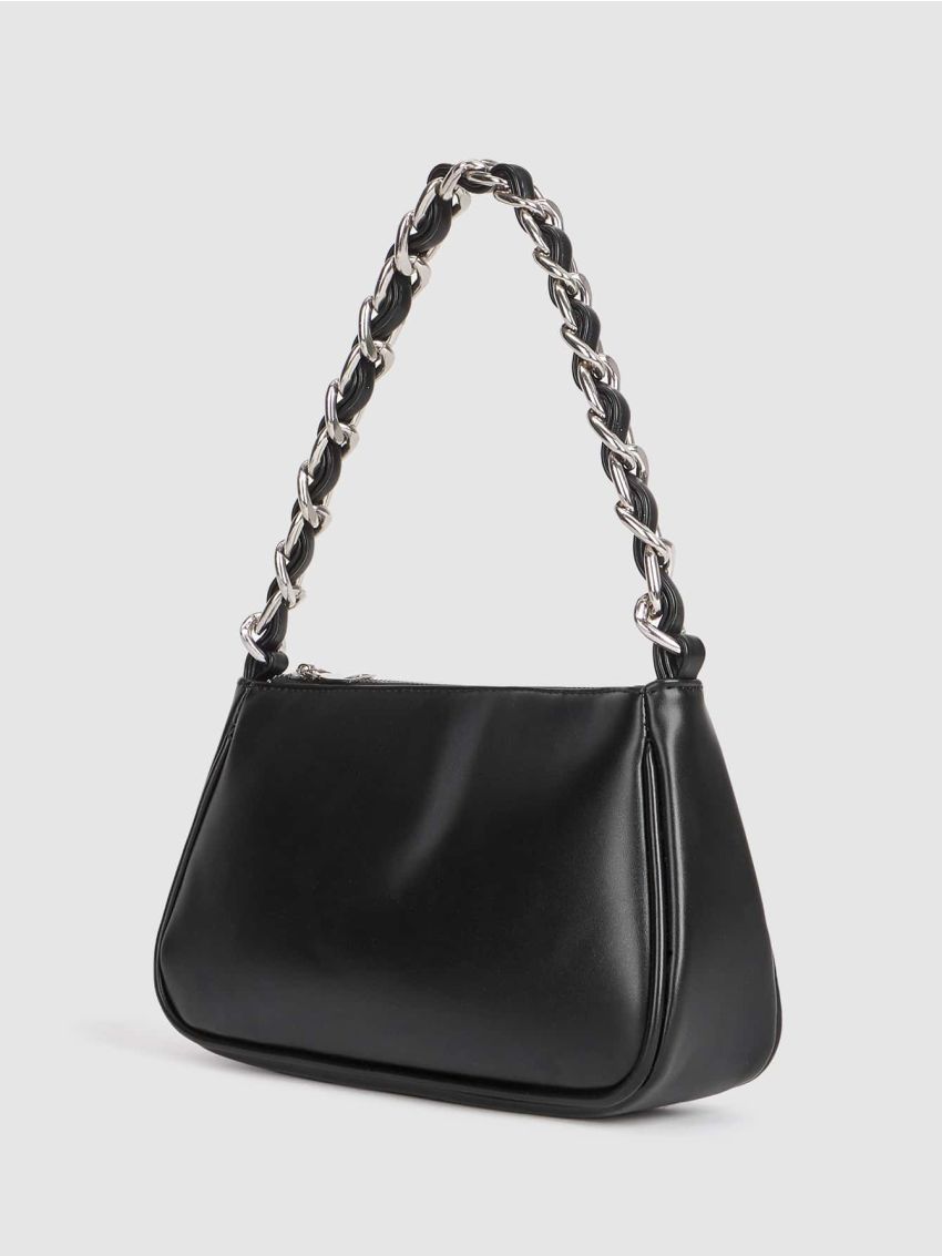 Minimalist Chain Zipper Baguette Bag