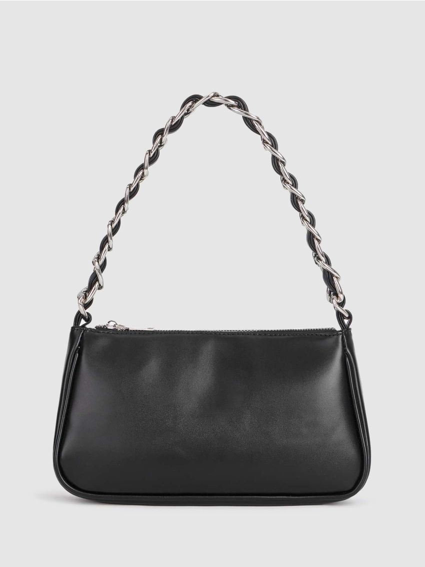 Minimalist Chain Zipper Baguette Bag