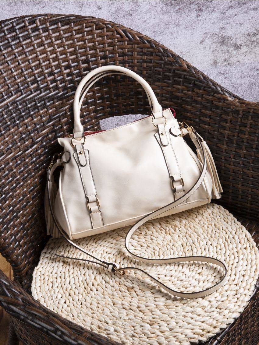 Minimalist Tassel Decor Top Handle Tote Bag