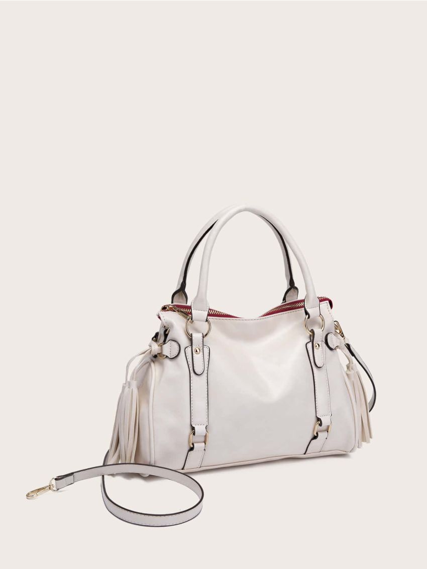Minimalist Tassel Decor Top Handle Tote Bag
