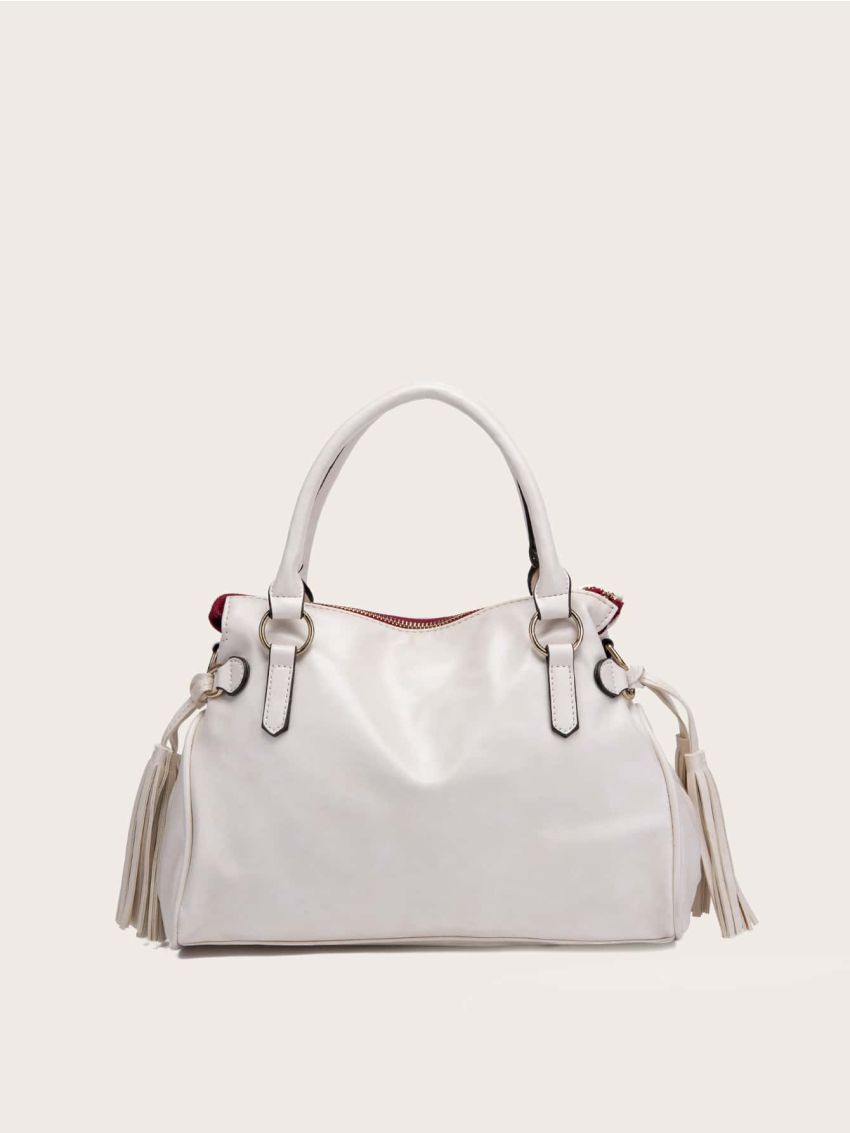 Minimalist Tassel Decor Top Handle Tote Bag