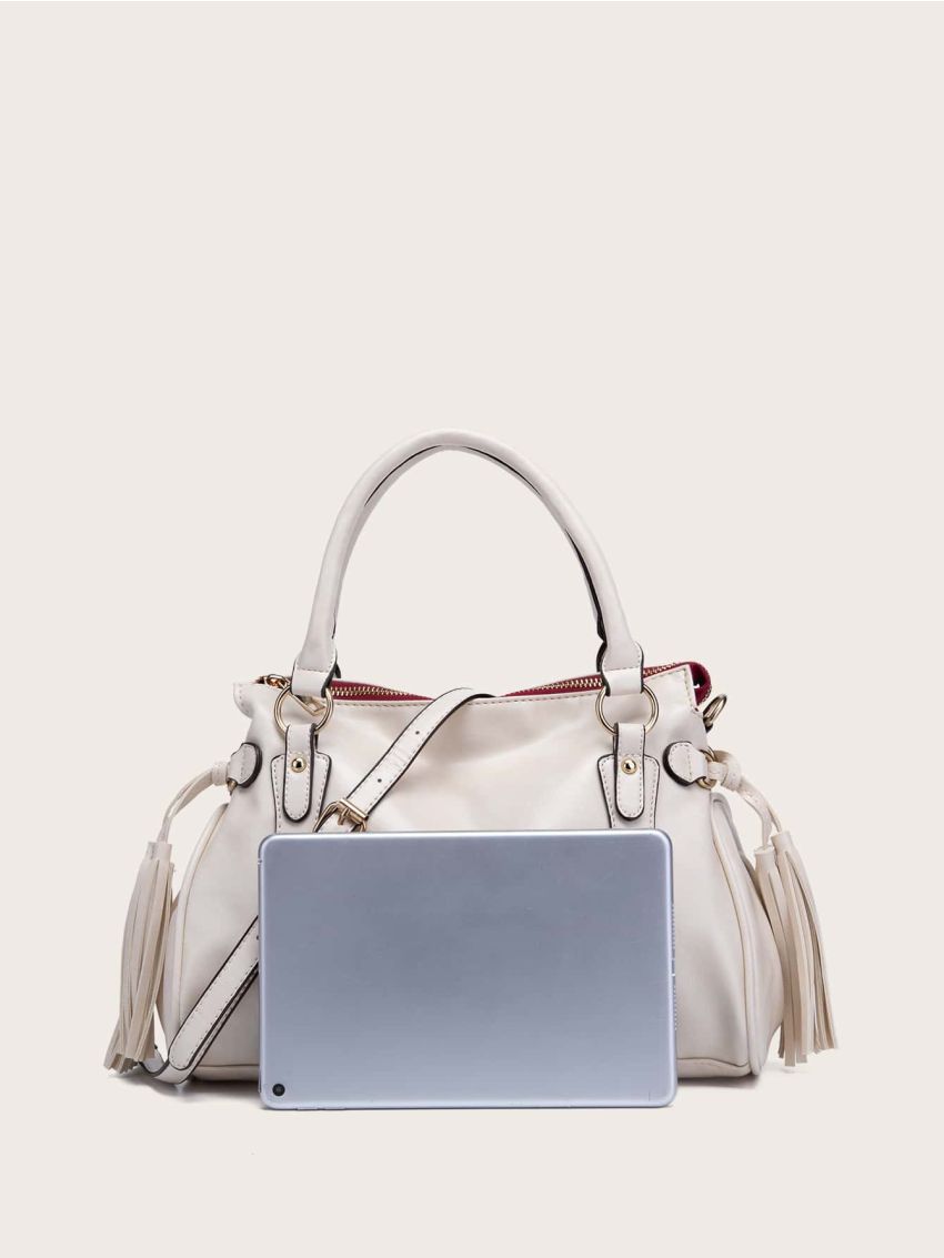 Minimalist Tassel Decor Top Handle Tote Bag