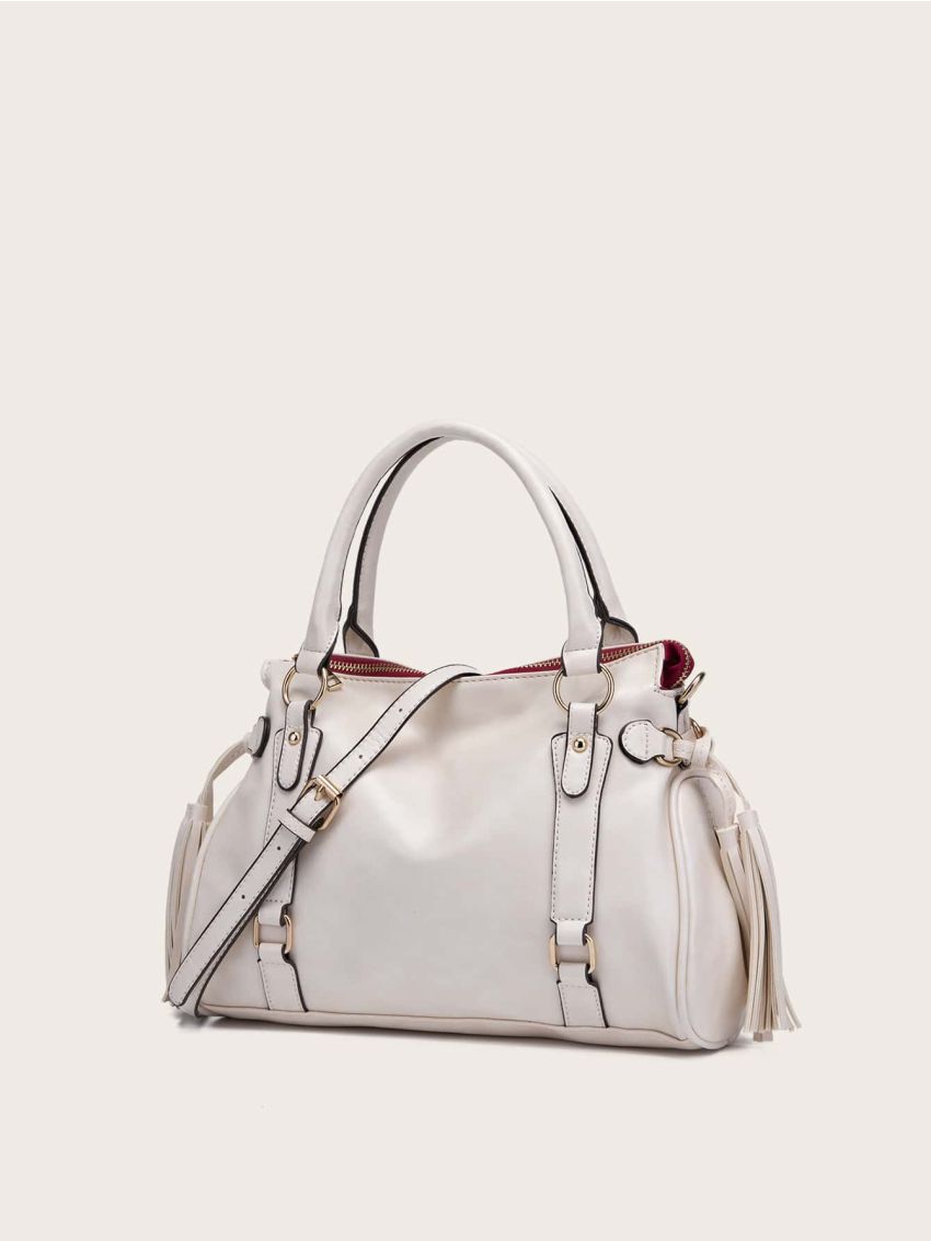 Minimalist Tassel Decor Top Handle Tote Bag